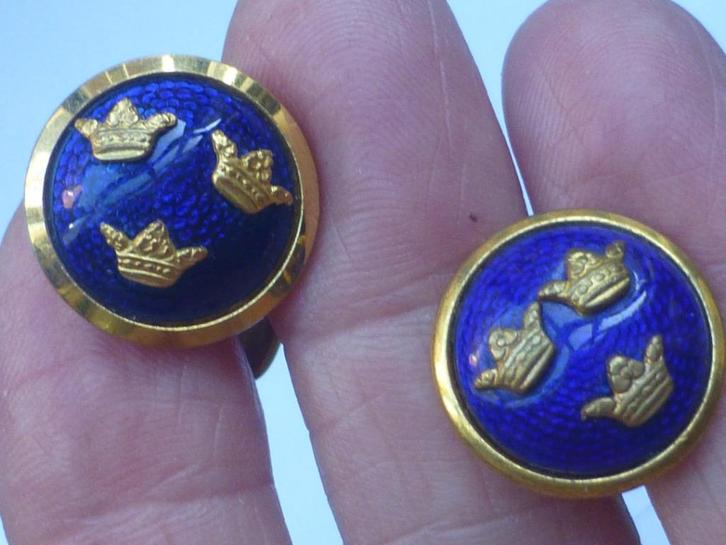 Manchetknopen GP +Emaille gesigneerd SPORRONG, Sieraden, Tassen en Uiterlijk, Antieke sieraden, Manchetknopen, Overige materialen