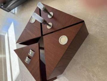 Salontafel bubinga hout met RVS poot beschikbaar voor biedingen