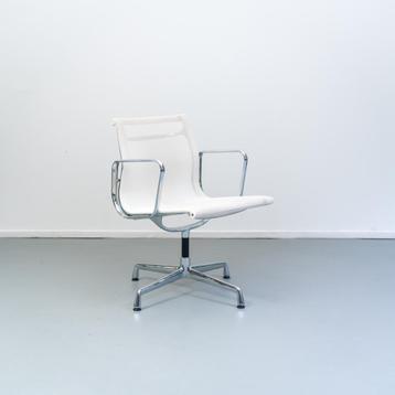 6x Vitra Eames EA 108 Stoel Wit Netweave - Gepolijst beschikbaar voor biedingen