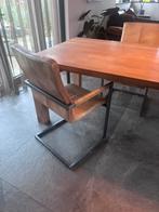 Set van 4 leren eetkamerstoelen, Huis en Inrichting, Stoelen, Ophalen, Gebruikt, Bruin, Leer