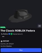 The classic roblox fedora [LIMITED], Ophalen, Nieuw, Accessoires