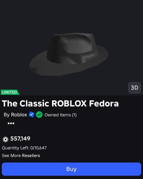 The classic roblox fedora [LIMITED], Hobby en Vrije tijd, Kostuums, Theaterbenodigdheden en LARP, Nieuw, Accessoires, Ophalen