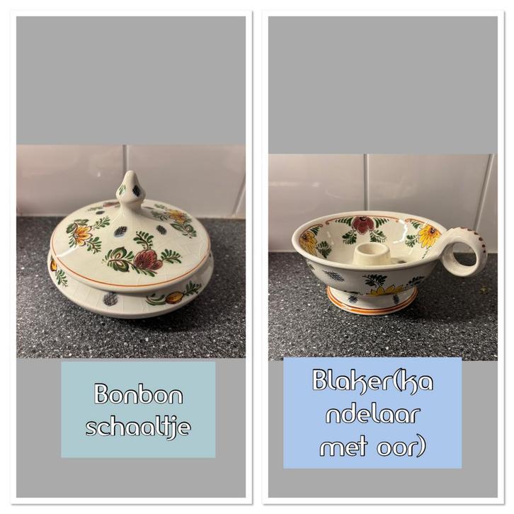 Regina bonbon schaaltje en Blaker(kandelaar), Antiek en Kunst, Antiek | Keramiek en Aardewerk, Ophalen