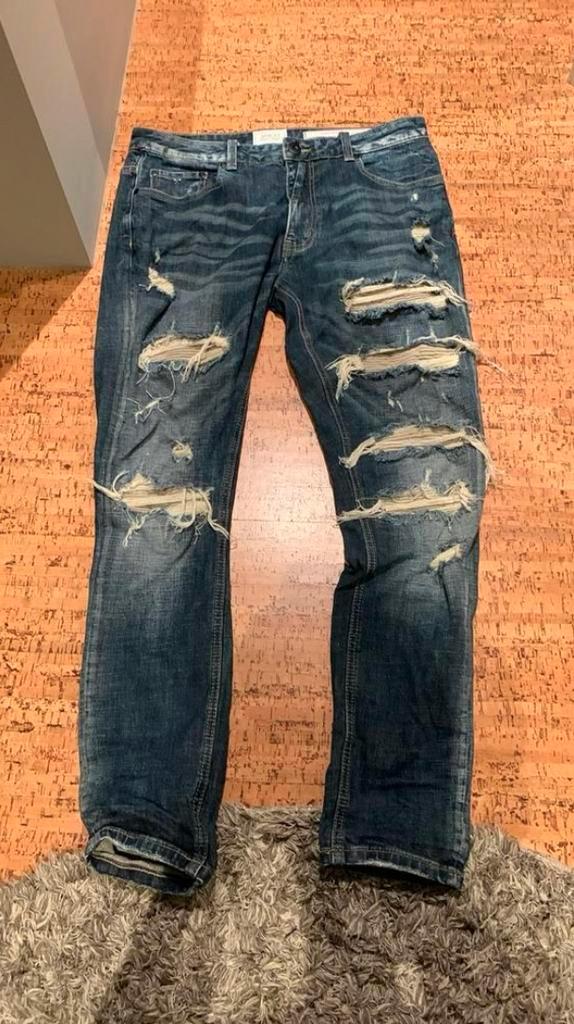 Amicci spijkerbroek maat 34, Kleding | Heren, Spijkerbroeken en Jeans, Zo goed als nieuw, W33 - W34 (confectie 48/50), Blauw, Ophalen of Verzenden