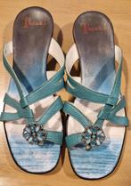 Think, slipper, turquoise met mooi element, maat 40, Kleding | Dames, Schoenen, Slippers, Blauw, Think!, Ophalen of Verzenden