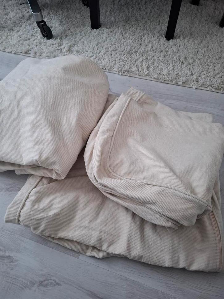 Ikea Ektorp 2-zits bank bekleding - Creme ribstof, Huis en Inrichting, Banken | Bankstellen, Zo goed als nieuw, Rechte bank, Tweepersoons