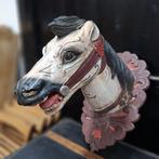 Antiek houtsnijwerk paardenkop, beschilderd paardenhoofd, Ophalen of Verzenden