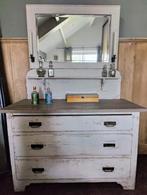 Brocante oud grenen kaptafel met 3 laden, Huis en Inrichting, Kasten | Overige, Ophalen, Zo goed als nieuw