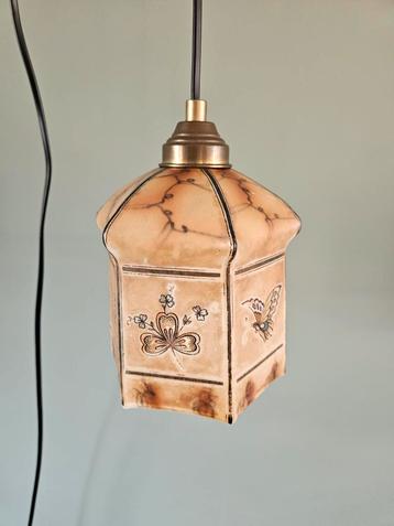 Kleine hanglamp van glas, Art Deco, diverse afbeeldingen beschikbaar voor biedingen