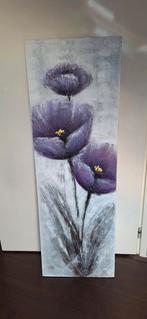 Canvas schilderij met paarse bloemen 40x 120, Ophalen, Zo goed als nieuw, Schilderij, 100 tot 125 cm