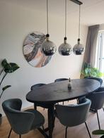 Eettafel - zwart ovaal en eetkamerstoelen Bepurehome, Ophalen, 100 tot 150 cm, 200 cm of meer, Zo goed als nieuw
