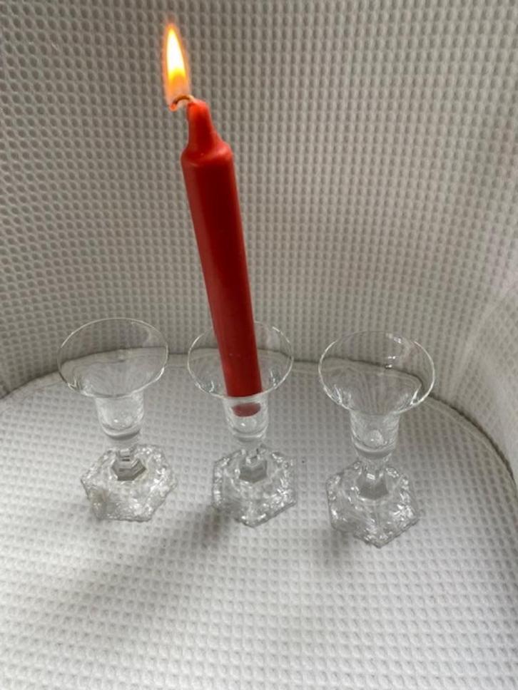 3 Rosenthal, Classic Rose collection, glazen kandelaars, Antiek en Kunst, Antiek | Kandelaars, Glas, Ophalen of Verzenden
