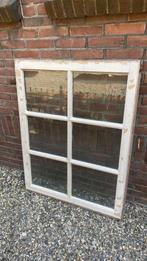 Raam 6- vlaks met oud glas roedeverdeling brocante decoratie, Antiek en Kunst, Ophalen