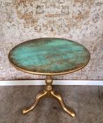 India Ibiza salontafel/ vintage tafel in turquoise en goud, Ophalen