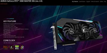 Gigabyte Aorus RTX 3080 Master 10GB Rev 2.0 videokaart beschikbaar voor biedingen
