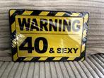 Warning 40 & sexy , metalen giftcard, Huis en Inrichting, Nieuw, Ophalen of Verzenden, Pand50, Info@pand50.nl