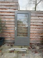 Hardhouten Buitendeur met Glas, Doe-het-zelf en Verbouw, Deuren en Horren, Ophalen, Gebruikt, 80 tot 100 cm, 200 tot 215 cm