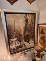 antiek schilderij winterlandschap, Antiek en Kunst, Kunst | Schilderijen | Klassiek, Ophalen of Verzenden