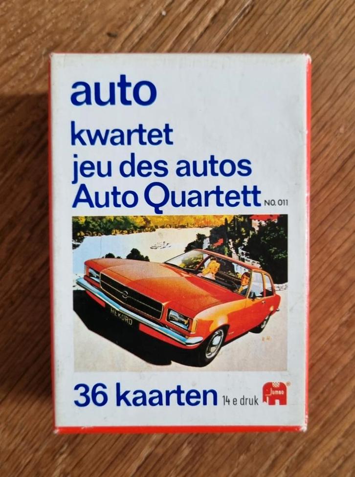 Vintage auto kwartet spel. Jumbo 1975 in nieuwstaat., Verzamelen, Speelkaarten, Jokers en Kwartetten, Zo goed als nieuw, Kwartet(ten)