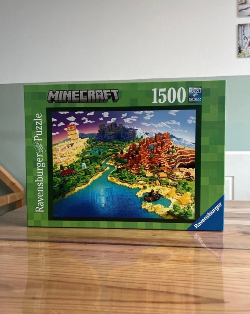 Minecraft puzzel 1500 stukjes, Ophalen of Verzenden, 500 t/m 1500 stukjes, Zo goed als nieuw