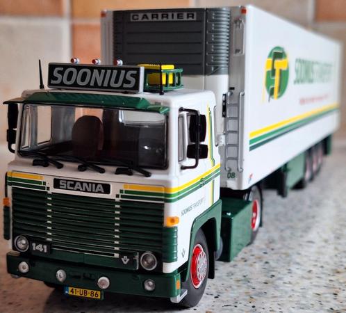 SCANIA 141 trekker met koeloplegger "SOONIUS - Poeldijk", Hobby en Vrije tijd, Modelauto's | 1:50, Nieuw, Bus of Vrachtwagen, Tekno