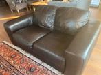 Bruine leren bank - Goede staat!, Ophalen, Gebruikt, 150 tot 200 cm, Tweepersoons