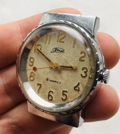 Zeldzaam vintage 1960's ZIM Pobeda polshorloge USSR CCCP 19J, Sieraden, Tassen en Uiterlijk, Horloges | Heren, Gebruikt, Polshorloge