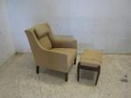 Klassieke stoffen fauteuil met ottoman, Huis en Inrichting, Fauteuils, Gebruikt