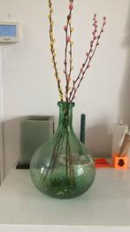 Grote grone gistfles/wijnfles vaas, Huis en Inrichting, Woonaccessoires | Vazen, Ophalen of Verzenden, Minder dan 50 cm, Groen