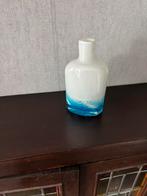 Leerdam fles vaas wit blauw luchtbelletjes, Antiek en Kunst, Ophalen of Verzenden