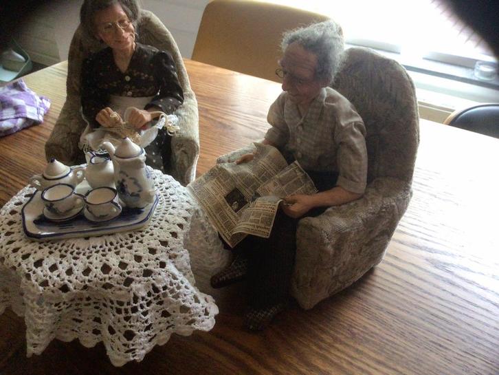 Met de hand gemaakt opa en oma stelletje, Verzamelen, Beelden en Beeldjes, Zo goed als nieuw, Mens, Ophalen of Verzenden