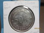 No.9- Belgisch Congo 50 Frank  1944. Pracht dure  munt, Ophalen of Verzenden, Overige landen, Losse munt, Zilver