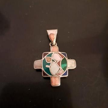 Zilveren Chakana Hanger met Parelmoer en Steen beschikbaar voor biedingen