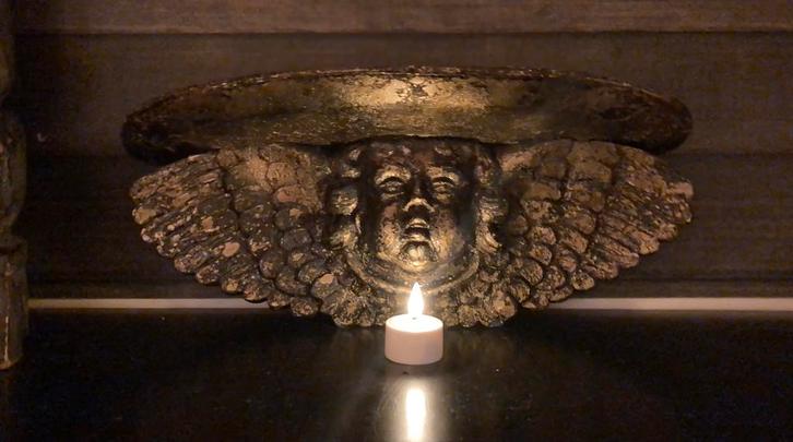 Houten muurconsole etagère engel wandtafel consol., Antiek en Kunst, Antiek | Religie, Ophalen