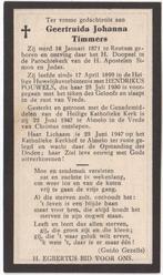 Geertruida J. Timmers 1871 Reutum + 1947 Almelo, 76 jaar, Verzamelen, Bidprentjes en Rouwkaarten, Verzenden