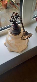 Twee Antieke Hanglampen, Huis en Inrichting, Lampen | Hanglampen, Antiek, Gebruikt, Ophalen of Verzenden, Glas