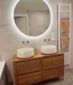 Badmeubel met 2 marmeren waskommen, Huis en Inrichting, Ophalen, Gebruikt, 100 tot 150 cm, Minder dan 100 cm