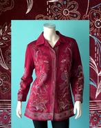 Vintage jaren 70 tuniek bordeaux met motief maat 42, Verzenden, Maat 42/44 (L), Vintage, Gedragen