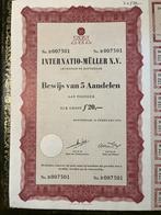 Orig aandeel Internatio-Müller NV, talon en dividendbewijzen, Ophalen of Verzenden, 1950 tot 1970, Aandeel
