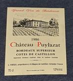 chateau puylazat cotes de castillon 1986 vintage etiket, Rode wijn, Frankrijk, Ophalen of Verzenden, Zo goed als nieuw