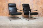 IZG Staat 2 zwarte leren Harvink Optie design fauteuils!, Huis en Inrichting, Fauteuils, Ophalen, Harvink, Design, 75 tot 100 cm