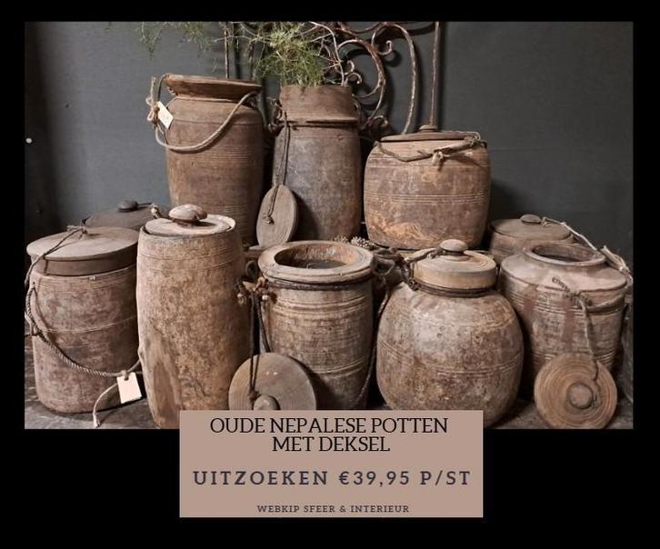 Nepalese potten met deksel bolle potten hoge potten, Huis en Inrichting, Woonaccessoires | Overige, Nieuw, Ophalen