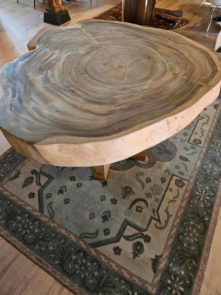 Suarhout Boomstamtafel - Uniek & Robuust, Ophalen, Gebruikt, Rond, 75 cm of meer