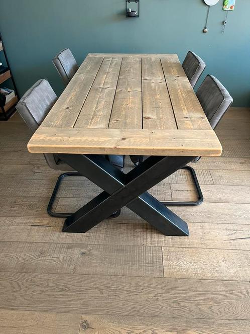 Jorg houten tafel 199x98 cm + eetstoelen, Huis en Inrichting, Tafels | Eettafels, Zo goed als nieuw, 50 tot 100 cm, 150 tot 200 cm