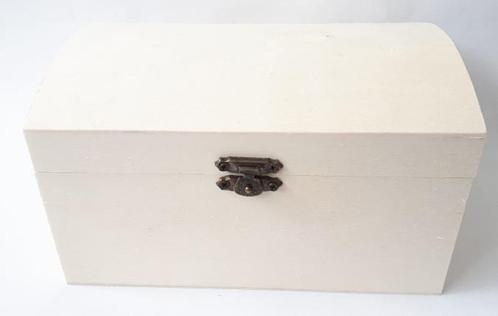 Houten schatkist met een bolle deksel 17 x 11,8 x 9,8 cm, Hobby en Vrije tijd, Knutselen, Nieuw, Materiaal, Ophalen of Verzenden