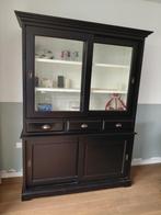 Zwarte buffetkast met schuifdeuren en lades - 145x50x203 cm, Ophalen, Gebruikt, 200 cm of meer, 25 tot 50 cm