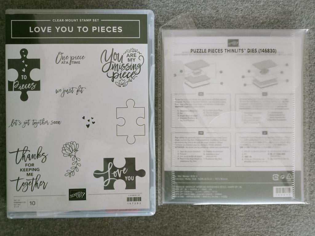 Stampin' Up Love You To Pieces Stempelset & Snijmallen, Ophalen of Verzenden, Zo goed als nieuw, EZ-mounted stempel