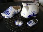 Delfts blauwe curiosa - spaarvarken - 2 klompjes - 2 poesjes, Antiek en Kunst, Ophalen of Verzenden