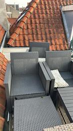 3 stoeltjes, kunststof in grijs, Tuin en Terras, Kunststof, 3 zitplaatsen, Ophalen of Verzenden, Zo goed als nieuw