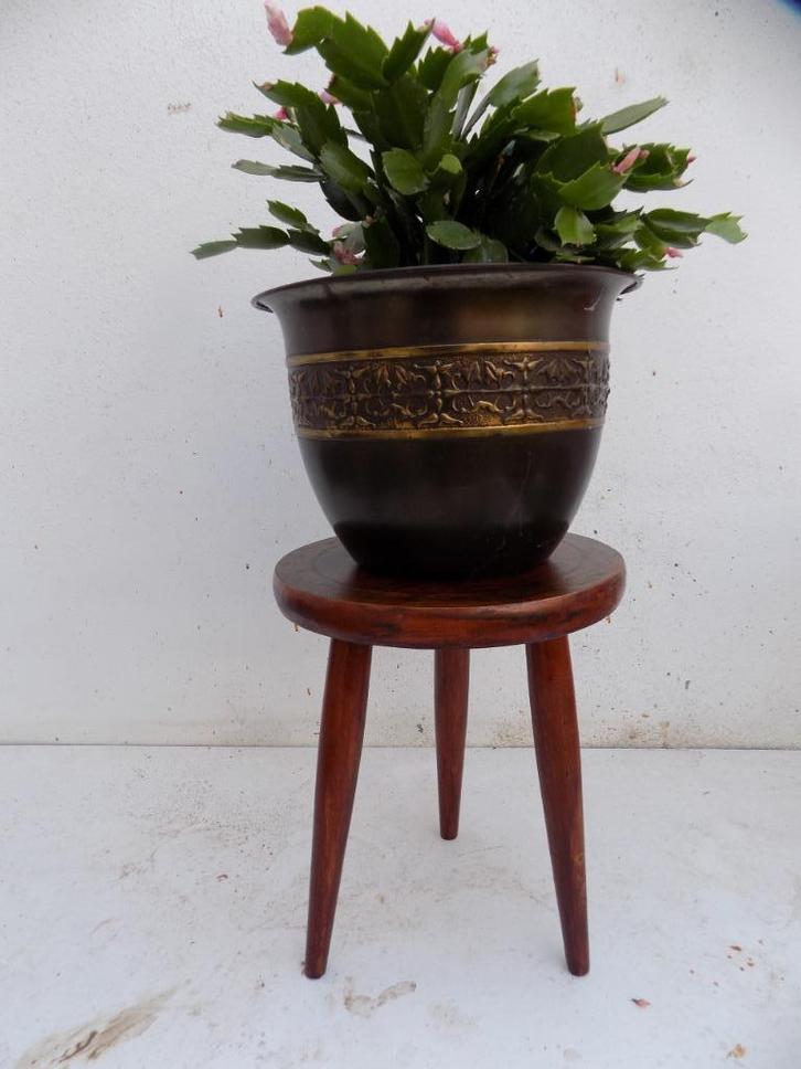 Bloempot art deco jugendstil metaal ompot jardiniere vintage, Huis en Inrichting, Woonaccessoires | Overige, Gebruikt, Ophalen of Verzenden